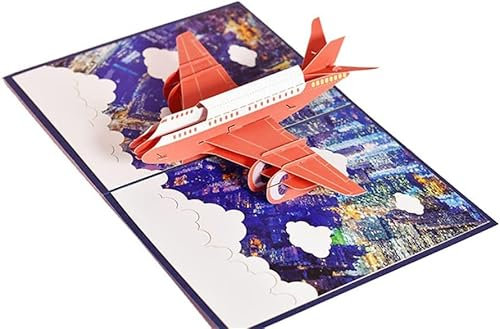 Aeromdale 3D Pop Up Grußkarte Geburtstag Flugzeug Grußkarten mit Umschlag für Weihnachten Neujahr Erntedankfest Jahrestag Kinder Freunde Familie 15 x 20 cm