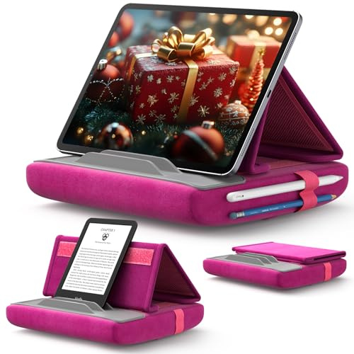 JSAUX Tablet Pillow Stand for Bed, Tablet Holder for iPad, Purplish Red