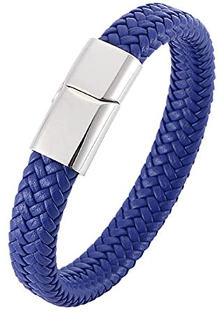 Ayoiow Männer Armband Indianer, Männer Armband Edelstahl Armband Geflochten Leder Geflochten Armband Im Einfachen Stil
