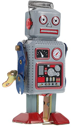 Toyvian Wind-up Dancing Robot Toy - Vintage Retro Tin Bath Toy for Kids - Desktop Ornament for Baby and Child - Old Fashioned Tinplate Design