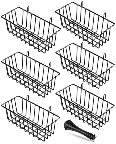 SEMPOMA 6 Pack Wire Baskets, Grid Panel Hanging Wall Basket, Grid Wall Accessory, Display and Storage Wall Basket for Kitchen, Home Decor, Potted Plants