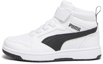 Puma Unisex Kids Puma Rebound V6 Mid Ac+ Ps Sneakers, Puma White-Puma Black, 33 EU