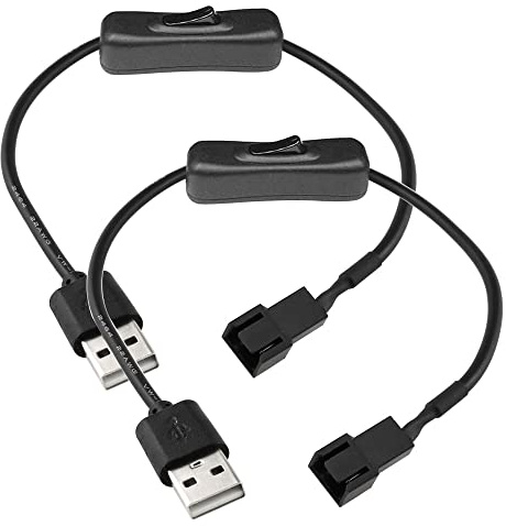 Gebildet 2Pack USB auf 3Pin/4Pin PWM Netzteilkabel mit Schalter, USB Gehäuselüfter Adapter Anschlusskabel mit EIN Aus Schalter
