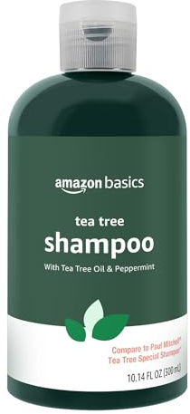 Amazon Basics Tea Tree Oil Shampoo for Hair, with Peppermint, 10.14 fl oz, Pack of 1
