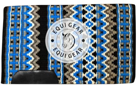 EQUIGEAR Western Ranch Horse Satteldecke aus neuseeländischer Wolle, Western-Design, handgefertigte Satteldecke, Wollpolster, Sensor Flex (Anpassung möglich), WQ92 (34x42)