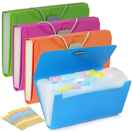 4 Stück Karteikarten Box A6 leer, mit Register, Querformat Mappe | für Rechnungen, Quittungen, Coupons und Lernkarten