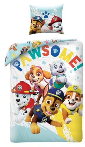 Halantex Paw Patrol Pawsome Bettwäsche Set 140x200 + 70x90 cm 100% Baumwolle Bio Zertifiziert PAW-655BL