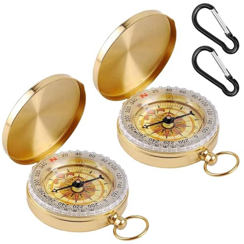 DMNQ 4 Pcs Goldener Kompass Kinder Kompass Für Kinder Kompass Klein Wasserdicht Leuchtet Im Dunkeln Für Wanderungen Camping Und Andere Outdoor-Aktivitäten