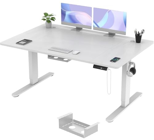 TRIUMPHKEY Scrivania Regolabile in Altezza Elettrica 140 x 80cm,Scrivania multifunzione per computer,3 Altezze di Memoria 72 118 cm,con Porta di Ricarica USB,Standing Desk,per Ufficio | Gestione cavi, Type-C. 3 memorie e anticollisione. Regolazione fluida, silenziosa, ergonomica ufficio/casa.