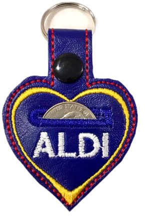Shopping cart Aldi quarter holder HEART SHAPE yellow keychain key fob Quarter keeper. Handmade key fob shopping cart quarter Coin holder.