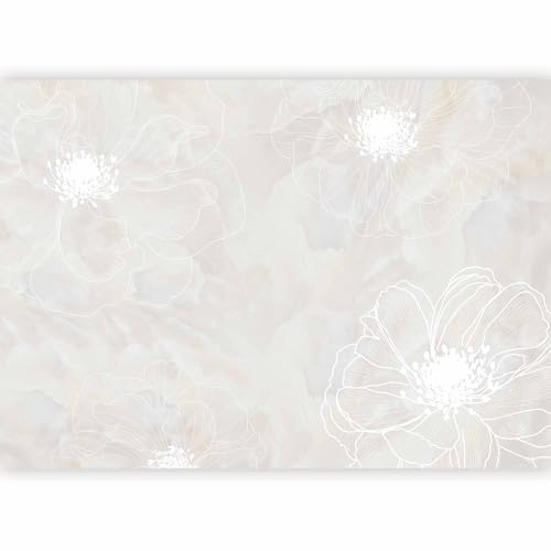 murando - Carta da Parati Moderna per Soggiorno, Fiori, 500x350 cm | Fotomurali in TNT, Decorazione da Muro XXL, Poster Giganti da Parete, Botanica, Beige, Produzione Europea