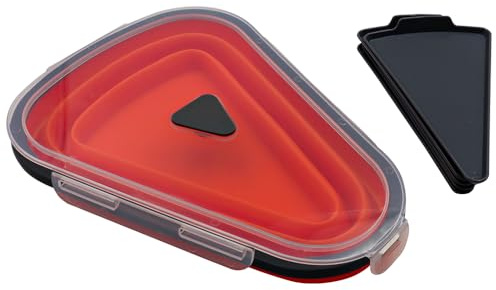 Tiardey Contenitore Pieghevole per Pizza, Contenitore Riutilizzabile per Fette di Pizza con Coperchio, Scatola per Pizza Pieghevole in Silicone con 5 vassoi per Microonde (Arancione)