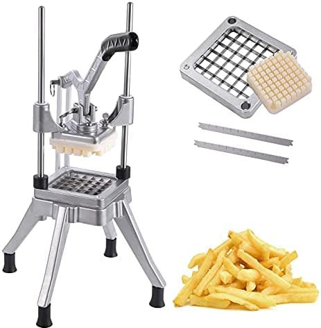 Professional Food Dicer Commercial Vegetable Fruit Chopper Blade Heavy Duty French Fry Cutter Onion Slicer Stainless Steel for Tomato Peppers Potato Mushroom,Upgrade Style 1/2