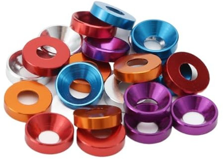Rondelle fraisée, rondelle de coupelle en acier, 10-5 pièces M2 M2.5M3 M4 M5 rondelle en aluminium rondelles de boulon à tête fraisée joint vis à tête plate décorative conique concave (couleur: pêche,