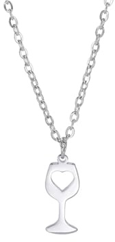 Hmsanase Collier Pendentif Argent Bijoux ​Hommes Femmes Necklace Coeur Verre À Vin Collier Cou Chaîne Vin Coupe Pendentif Party Asteel