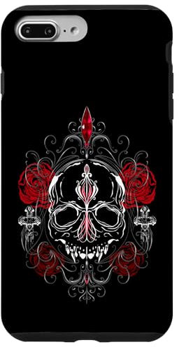 Hülle für iPhone 7 Plus/8 Plus Halloween Totenkopf mit Rosen Totenschädel Kostüm für Gothic