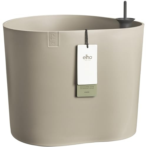 elho Eden Aquacare Low 40cm Blumentopf - Sanftes Taupe | L 39.6 x B 43.5 x H 36.1 cm | für den Innenbereich | 100% recyceltes Plastik