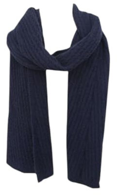 HomeRelax&Style Herren Schal Alpaka Touch » Gerippter Herrenschal mit Wendeoptik » Winter Halstuch Doppelseitig » Strickschal 180x21cm Farbe Dunkelblau