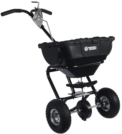 ParkerBrand.com Hand Push Salt and Seed Spreader - 70Lbs Max. Load