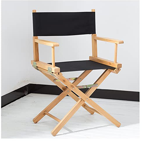 Klappbarer Make-up-Regiestuhl aus Massivholz, tragbarer Outdoor-Künstlerstuhl mit Beauty-Werkzeug und Lounge, schwarzes Design