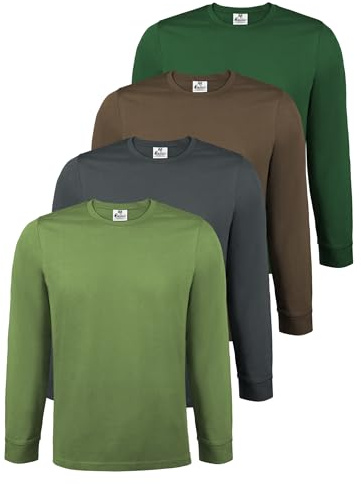 ALPIDEX Maglia Uomo Manica Lunga 100% Cotone Basic Tinta Unita Elasticizzato Maglia Intima Sottocamicia Girocollo, Taglia:XL, Colore:Forest