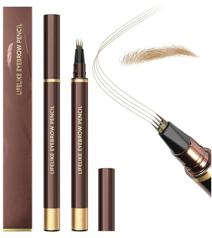 BelleVive 2-teiliger Augenbrauenstift, wasserfester Microblading-Augenbrauenstift, präziser Augenbrauen-Make-up-Stift mit 4 Spitzen für Frauen, trocknet nicht aus und hält den ganzen Tag
