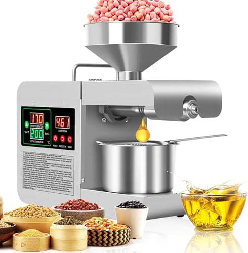 TPTAWF Presse à Huile Machine 600W Chaud Froid Extracteur Automatique de Presse à Huile électrique Presse à Huile Commerciale Domestique en Acier Inoxydable