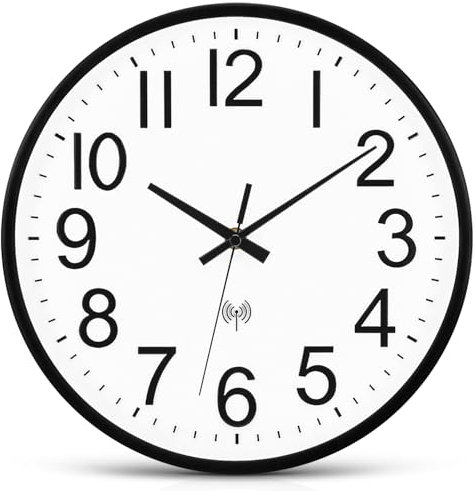 Ziprote Horloge Radio Pilotée 30 cm Pendules Murales Silencieuse Horloge Murale Design Moderne Horloge Murale Radio Piloté pour Salon, Cuisine, Bureau, Chambre (Noir)
