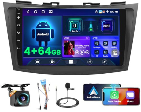 Fuluku 4+64G Android 15 9 Autoradio per Suzuki Swift 2011-2017 | Schermo auto per Wireless Carplay Android Auto, Stereo Auto Bluetooth,GPS Navi, Telecamera Posteriore, FM RDS, WiFi, SWC