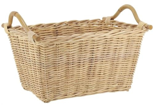 AUBRY GASPARD - Corbeille à Linge en Rotin Naturel Rectangulaire - Dimensions 60 x 45 x 32 cm - Tressage Poelet avec Anses - Légère et Pratique pour Rangement de Linge - Élégance Rustique pour Maison