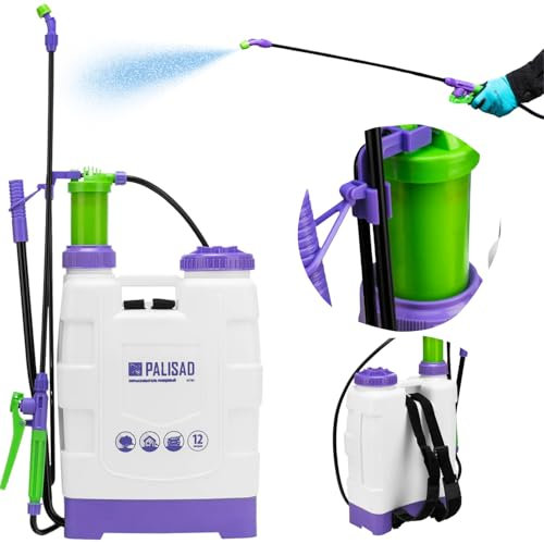 DTU24 Sprühflasche Pflanzen 12L - Robuster Drucksprüher Akku Mit Seitlicher Handpumpe, Verstellbare Düse, Sicherheitsventil, Gepolsterte Schultergurte, Skala, Verlängerungsstab