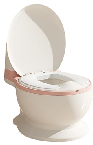 Töpfchen für Babys, Sauberkeit, musikalische Toilette für Kinder, ergonomisches Design, rutschfeste Unterseite, 39 x 27 x 32 cm (weiß, rosa)