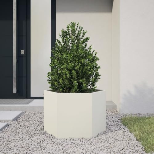 NQJIBUE Article-Jardinière hexagonale blanche 69 x 60 x 45 cm en acier, pelouse et jardin, jardinage, pots et jardinières