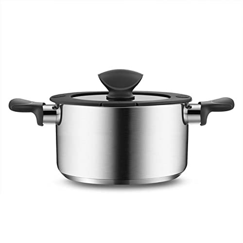 GAOAZHEN Olla sopera de Acero Inoxidable para el hogar: Olla con Tapa de Silicona y colador, Olla para Leche de Cocina con Fondo Compuesto de Tres Capas, Olla con asa antiescaldaduras, Apta para Lava