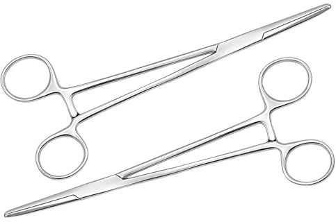 2 Piezas Pinzas para Perforar de Bloqueo, 12,5cm Pinzas Quirurgicas | Alicates Multiuso de Acero Inoxidable con Mandíbulas Serratas Potentes para el Cuidado de Mascotas, Pesca (Recto)