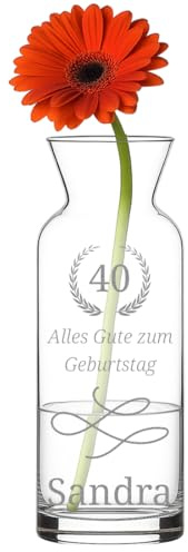polar-effekt Blumenvase transparent mit personalisierter Gravur - Motiv Alles Gute zum Geburtstag - Kreatives Geschenk für Frauen - Heim Dekoration für Zuhause