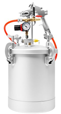 10L Druckbehälter Farbspritzpistole, Druckbehälter Farbbehälter Sprühfarbe, Latex Farbe Druck Topf Tank, Farbbehälter Lackierpistole mit 3mm Düse, Silber, für Wandfarben Latexfarben Lacke Lasuren