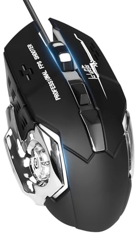 Aotong Souris Gamer Filaire RGB, 6 Boutons Programmables, 3600 DPI Réglable, Rétroéclairage RGB Respirant, Design Ergonomique Confort pour PC/Ordinateur Portable, Compatible Windows/Mac (Noir)