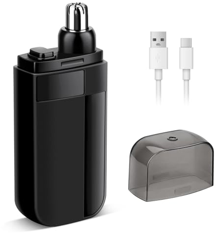 AirOpen Pelos Nariz Cortapelos y Quitapelos Nariz Doble Cuchilla: Recortadora de 9000 Rpm para un Cuidado Rápido e Indoloro. Recargable USB-C, IPX7, Unisex (Negro)