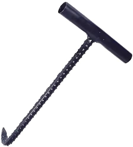 Heavy Duty Stainless Steel Manhole Hook Tool - T-Handle Pry Bar for Easy Access to Sewer & Storm Drain Covers - J Hook Lid Puller for Quick Removal and Durable Performance
