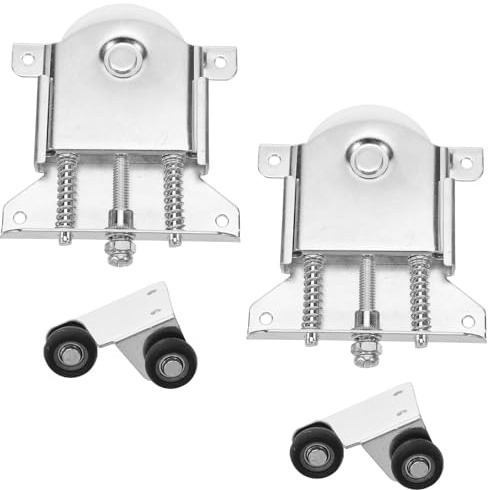IWOWHERO Kit de Remplacement 2 Sets de Poulies Métal pour Portes Coulissantes de Placard, Support Fiable et Suppression du Bruit, Installation Facile pour Portes D'armoire