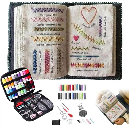 vimaz Embroidery Stitch Book, Sticken Für Anfänger Mit Stickbuch, Für 143 Stiche Näh-übungsleitfaden Für Anfänger, Zum Selber, Erwachsene, Hobby, Basteln, Familie, Stricken, Weben (1)