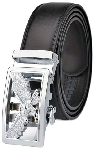 LYXYGMV Herrbälte läder automatiskt spänne business casual gyllene silver örn mönster med för män, stil 03, 140 cm