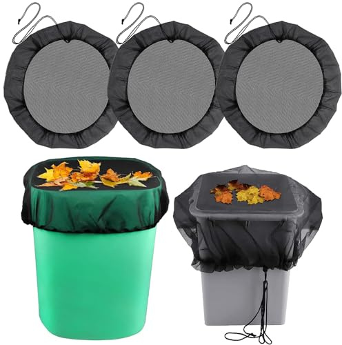 Red para barriles de lluvia con goma elástica, 3 unidades de cubierta ajustable, 80 cm de diámetro, para el depósito de lluvia, protección contra hojas e insectos