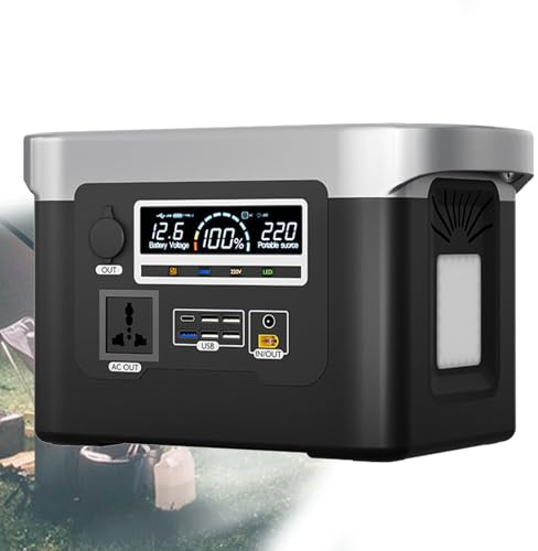 Estación de energía portátil, generador solar de 480 Wh + 800 W con toma de corriente alterna de 220 V/120 W para camping, emergencias, aventuras al aire libre, picnics, pesca, viajes, fiestas y via