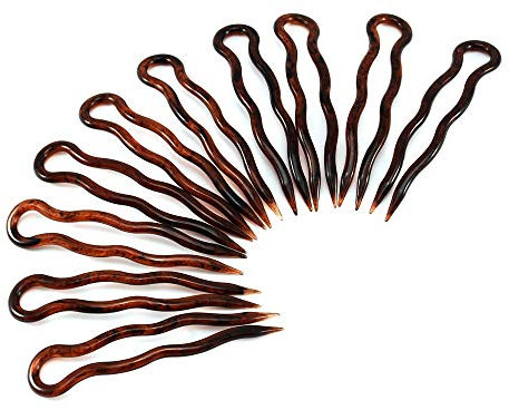 10 Stück einfache und flache Haarnadeln, 9 cm, Havanna Braun