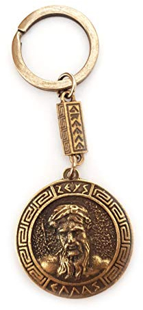 Iconsgr Llavero de moneda antigua Zeus Shield God Zeus Llavero