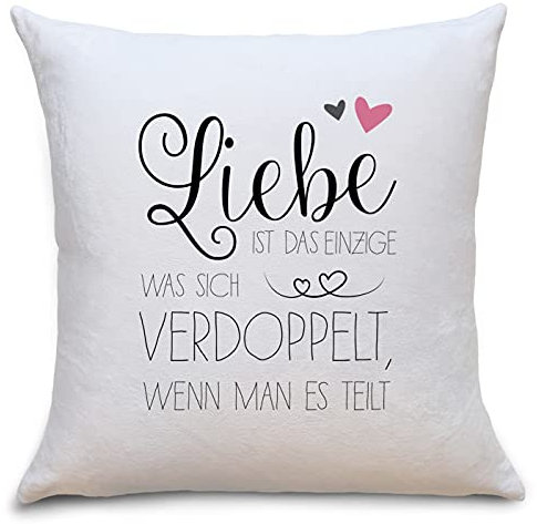 OWLBOOK Liebe verdoppelt Sich Flauschige Kissenhülle mit Sprüchen Liebe Geschenke Geschenkideen für für Frauen zum Valentinstag