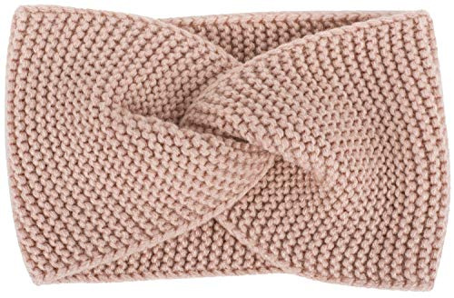 styleBREAKER Damen Feinstrick Stirnband Krausstrick Knoten, Altrose | Bundweite 20 cm (elastisch für 41-59 cm Kopfumfang), 12 cm breit, weicher Ohrenwärmer mit gewellter Oberfläche.