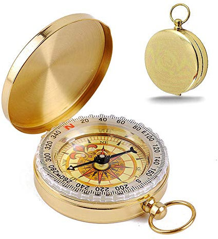 Kompass Outdoor Navigation, Stoßfest Compass Militär Marschkompass Taschenkompass Kompass Kinder, Wasserdicht Kompass für Wandern Camping und Andere Aktivitäten im Freien(Golden)